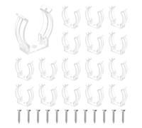 sourcing map T10 U Clips Holder Bracket Fluorescent Tube Light Fixture Plastic Pipe Clamps with Screws for LED Bulbs Ceiling Lamp, Clear, Pack of 18