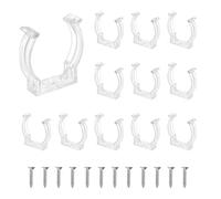 sourcing map T12 U Clips Holder Bracket Fluorescent Tube Light Fixture Plastic Pipe Clamps with Screws for LED Bulbs Ceiling Lamp, Clear, Pack of 12
