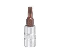 sourcing map T25 Torx Bit Socket 1/4" Square Drive Metric S2 & CR-V Steel Socket Ratchet Wrench Industrial Grade Bits, Silver Red