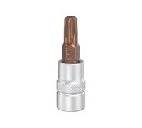 sourcing map T30 Torx Bit Socket 1/4" Square Drive Metric S2 & CR-V Steel Socket Ratchet Wrench Industrial Grade Bits, Silver Red