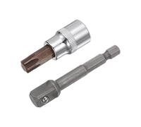 sourcing map T50 Torx Bit Socket, 3/8" Square Drive CR-V Sockets, S2 Steel Bits 1.89" Length with Hex Shank Power Drill Adapter