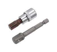 sourcing map T55 Torx Bit Socket, 3/8" Square Drive CR-V Sockets, S2 Steel Bits 1.89" Length with Hex Shank Power Drill Adapter