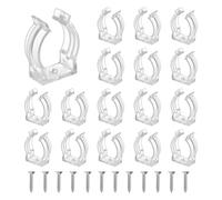 sourcing map T6 U Clips Holder Bracket Fluorescent Tube Light Fixture Plastic Pipe Clamps with Screws for LED Bulbs Ceiling Lamp, Clear, Pack of 18