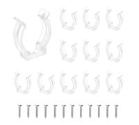 sourcing map T8 U Clips Holder Bracket Fluorescent Tube Light Fixture Plastic Pipe Clamps with Screws for LED Bulbs Ceiling Lamp, Clear, Pack of 12