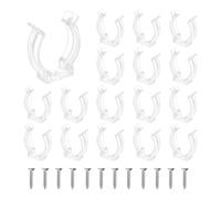 sourcing map T8 U Clips Holder Bracket Fluorescent Tube Light Fixture Plastic Pipe Clamps with Screws for LED Bulbs Ceiling Lamp, Clear, Pack of 18