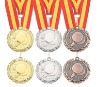 sourcing map Table Tennis Award Medals 2 Inch, Gold Silver Bronze Award Medals with Neck Ribbon for Team Sports Games Competitions Party Favors 6 Pieces
