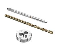 sourcing map Tap and Die and Drill Bit Set, M3 x 0.5 Left Hand Thread Milling Tap and Round Die, 2.5mm Cobalt High Speed Steel Twist Drill Bit