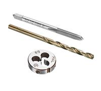 sourcing map Tap and Die and Drill Bit Set, M4 x 0.7 Left Hand Thread Milling Tap and Round Die, 3.3mm Cobalt High Speed Steel Twist Drill Bit