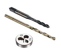 sourcing map Tap and Die and Drill Bit Set, M4 x 0.7 Nitride Coated Spiral Flute Tap and Round Die, 3.3mm Cobalt High Speed Steel Twist Drill Bit