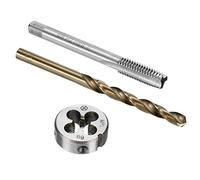 sourcing map Tap and Die and Drill Bit Set, M8 x 1.25 Left Hand Thread Milling Tap and Round Die, 6.8mm Cobalt High Speed Steel Twist Drill Bit