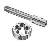 sourcing map Tap and Die Sets, M16 x 2 Metric Left Hand Screw Thread Straight Flute Tap with Round Threading Die, Tap & Die Kit for Nut Screw Bolt Thread Repair
