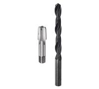 sourcing map Tap and Drill Bit Set, 1/4-18 NPT Thread Tap & 7/16" Black Oxide Twist Drill Bit, Straight Flute Tap Tapping Threading Repair Tool Kit