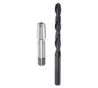 sourcing map Tap and Drill Bit Set, 1/8-27 NPT Thread Tap & 21/64" Black Oxide Twist Drill Bit, Straight Flute Tap Tapping Threading Repair Tool Kit