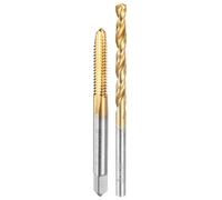 sourcing map Tap and Drill Bit Set, 1pcs 10-24 UNC Straight Flute Thread Screw Taps & 1pcs 3.8mm Twist Drill Bits, Titanium Coated HSS-6542 Tapping Threading Tool Kit