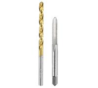 sourcing map Tap and Drill Bit Set, 1pcs 10-24 UNC Straight Flute Thread Screw Taps & 1pcs 3.8mm Twist Drill Bits, Uncoated/Titanium Coated HSS-6542 Tapping Threading Tool Kit