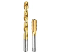 sourcing map Tap and Drill Bit Set, 1pcs 5/8-11 UNC Straight Flute Thread Screw Tap & 1pcs 13.5mm Twist Drill Bit, Titanium Coated HSS-6542 Tapping Threading Tool Kit