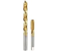 sourcing map Tap and Drill Bit Set, 1pcs M10 x 1.5 Straight Flute Thread Screw Tap & 1pcs 8.5mm Twist Drill Bit, Titanium Coated HSS-6542 Tapping Threading Tool Kit