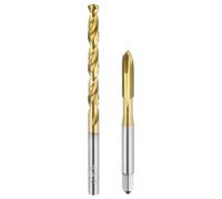 sourcing map Tap and Drill Bit Set, 1pcs M5 x 0.5 Metric Spiral Point Thread Screw Taps & 1pcs 4.5mm Twist Drill Bits, Titanium Coated HSS-6542 Tapping Threading Tool Kit