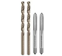 sourcing map Tap and Drill Bit Set, 2pcs 1/4-28 UNF Straight Flute Thread Screw Taps & 2pcs 5.5mm Twist Drill Bits, Uncoated/Roasted Yellow HSS-6542/M35 HSS-CO Tapping Threading Tool Kit