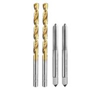 sourcing map Tap and Drill Bit Set, 2pcs 1/4-32 UNEF Straight Flute Thread Screw Taps & 2pcs 5.5mm Twist Drill Bits, Uncoated/Titanium Coated HSS-6542 Tapping Threading Tool Kit