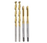 sourcing map Tap and Drill Bit Set, 2pcs M4 x 0.7 Metric Spiral Point Thread Screw Taps & 2pcs 3.3mm Twist Drill Bits, Titanium Coated M35 HSS-CO/HSS-6542 Tapping Threading Tool Kit