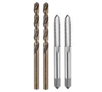 sourcing map Tap and Drill Bit Set, 2pcs M6 x 1.25 Metric Straight Flute Thread Screw Taps & 2pcs 4.7mm Twist Drill Bits, Uncoated/Roasted Yellow HSS-6542/M35 HSS-CO Tapping Threading Tool
