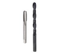 sourcing map Tap and Drill Bit Set, 3/8-16 UNC Thread Tap & 5/16" Black Oxide Twist Drill Bit, Straight Flute Tap Tapping Threading Repair Tool Kit