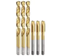 sourcing map Tap and Drill Bit Set, 3pcs M10 x 1.5 Metric Spiral Point Thread Screw Taps & 3pcs 8.5mm Twist Drill Bits, Titanium Coated HSS-6542 Tapping Threading Tool Kit