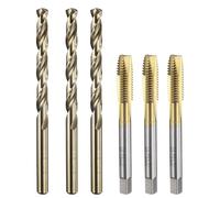 sourcing map Tap and Drill Bit Set, 3pcs M8 x 1.25 Metric Spiral Point Thread Screw Taps & 3pcs 6.8mm Twist Drill Bits, Titanium Coated/Roasted Yellow HSS-6542/M35 HSS-CO Tapping Threading Tool