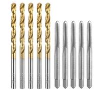 sourcing map Tap and Drill Bit Set, 5pcs M5 x 0.8 Metric Straight Flute Thread Screw Taps & 5pcs 4.2mm Twist Drill Bits, Uncoated/Titanium Coated HSS-6542 Tapping Threading Tool Kit