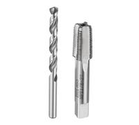 sourcing map Tap & Drill Bit Set, 1pcs 1/8-27 NPT Straight Flute Thread Taps and 1pcs 8.3mm Twist Drill Bits, HSS6542 Screw Tapping Threading Tools