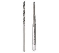 sourcing map Tap & Drill Bit Set, 1pcs 2-56 UNC Straight Flute Thread Taps and 1pcs 1.8mm Twist Drill Bits, HSS6542 Screw Tapping Threading Tools