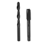 sourcing map Tap & Drill Bit Set, 1pcs 7/16-14 UNC Straight Flute Thread Taps and 1pcs 9.4mm Twist Drill Bits, Black Oxide HSS6542 Screw Tapping Threading Tools