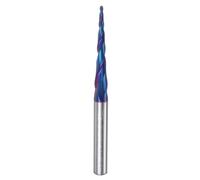 sourcing map Tapered Ball Nose End Mill CNC Router Bit, 1/32" Radius 1/4" Shank Solid Carbide Coated Upcut Spiral 2 Flutes Cutter Milling Tool, 1/16" Dia 3" Total Length