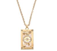 sourcing map Tarot Card Necklace, Alloy Square Lucky Tarot Dangle Rectangle Enamel Tarot Cards Astrolabe Necklaces for Women, Gold