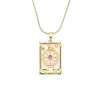 sourcing map Tarot Charm, 22x15mm Titanium Steel Square Enamel Tarot Cards Pendant Rectangle Charm for Birthdays Christmas Anniversaries, Gold