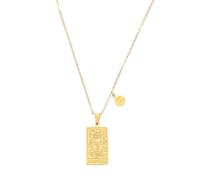 sourcing map Tarot Zodiac Sign Necklace, Titanium Steel Tarot Card Aquarius Necklaces for Women Men, Gold