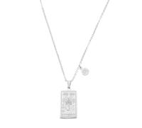 sourcing map Tarot Zodiac Sign Necklace, Titanium Steel Tarot Card Scorpio Necklaces for Women Men, Silver