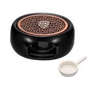 sourcing map Teapot Warmer, Ceramic Tea Warmer Ceramic Teapot Heater with Alloy Pad Tealight Holder for Heating Coffee Milk Water Heatproof Dish Warming Use, Black 3 Hole Design