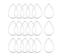 sourcing map Teardrop Beading Hoop Link, Hollow Open Bezel Charm Linking Rings 14x22mm Silver Tone for Earring Jewelry Making, Pack of 20