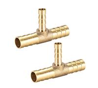 sourcing map Tee Brass Barb Fitting Reducer 3 Way, Fit Hose ID 10mm x 6mm x 10mm 2pcs