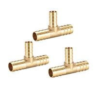 sourcing map Tee Brass Barb Fitting Reducer 3 Way, Fit Hose ID 12mm x 10mm x 12mm 3pcs