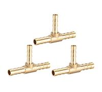 sourcing map Tee Brass Barb Fitting Reducer 3 Way, Fit Hose ID 6mm x 5mm x 6mm 3pcs