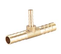 sourcing map Tee Brass Barb Fitting Reducer 3 Way, Fit Hose ID 8mm x 4mm x 8mm