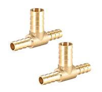 sourcing map Tee Brass Barb Fitting Reducer 3 Way, Fit Hose ID 8x12x8mm 2pcs