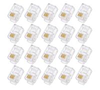 sourcing map Telephone Modular Plug Male RJ9/RJ10/RJ22 Connectors, Copper Core 4P4C Clear 20pcs
