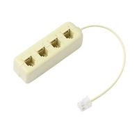 sourcing map Telephone Splitter, RJ11 6P4C 1 Male to 4 Female M/F Converter Phone Jack Adapter Cable for Landline, Modem, Fax Machine, 4 Way Cell Phone Jack Line Converter, 1 Pcs Beige
