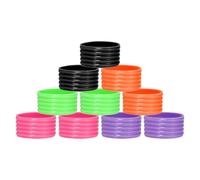 sourcing map Tennis Racket Silicone Racquet Grip Ring Racket Band Rubber Ring Non Slip Absorbent Overgrip in Place for Badminton Squash Handle, Purple/Orange/Black/Fuchsia/Green 10Pcs