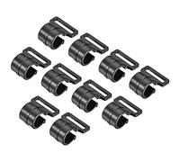 sourcing map Tent Pole Clips, 11mm ID C Shape Tarp Rod Bracket Plastic Clamp Fasteners for Outdoor Camping, Black Pack of 15
