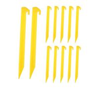 sourcing map Tent Stakes Plastic 30cm/12 Inch Lightweight Ground Pegs with Hook for Outdoor Beach Camping Canopy Tarp, Yellow 12Pcs